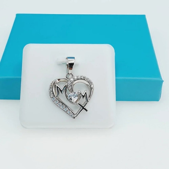 "925 Sterling Silver CZ Beautiful Mom Pendant for Women, 1USPAR4024 - Picture 2 of 11